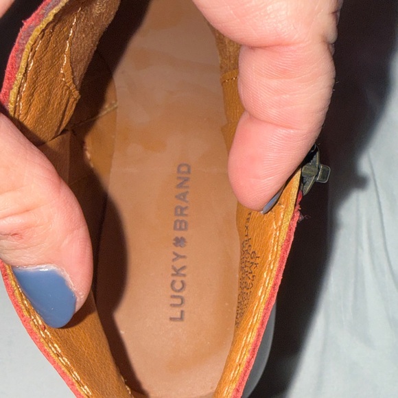 Lucky Brand Red Leather Ankle Booties with Side Zip Like New - Picture 2 of 6
